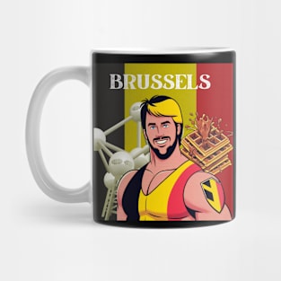 Brussels Wrestler Atomium Belgian Waffles Mug